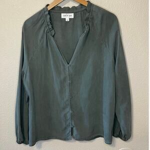 Cloth & Stone Green Button Up Cottage Core Minimalist Long Sleeve Blouse Medium